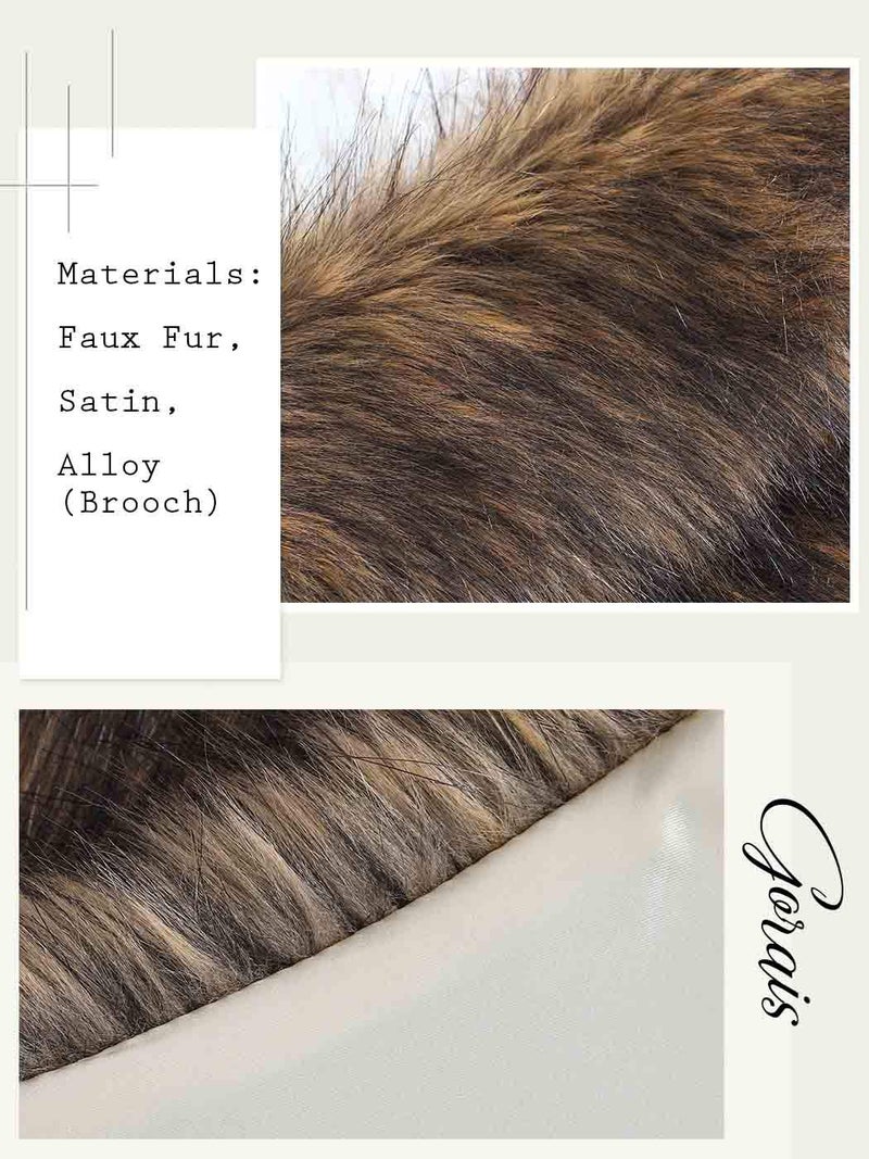 GORAIS Women's Wedding Faux Fur Shawls and Wraps Bridal Fur Scarf Stoles with Brooch for Bride and Bridesmaids (US 4-14(S-M), A Brown) - Image 3