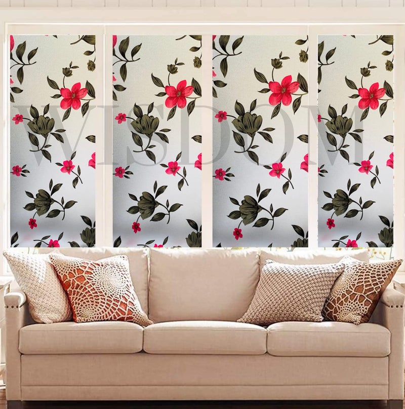WISDOM Window Glass Decorative Frosted Film for Heat Control - Self Adhesive (12" x 96", Flower DAZY) - Image 5