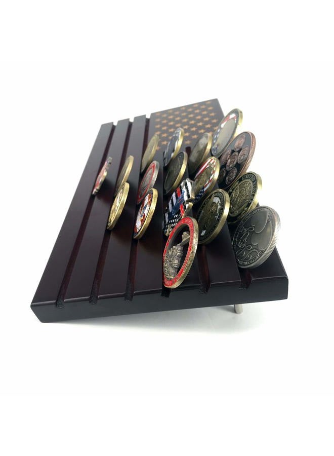 Glamtune American Flag Military Coin Stand Challenge Coin Display Holder (Large, 6 Rows) - Image 3