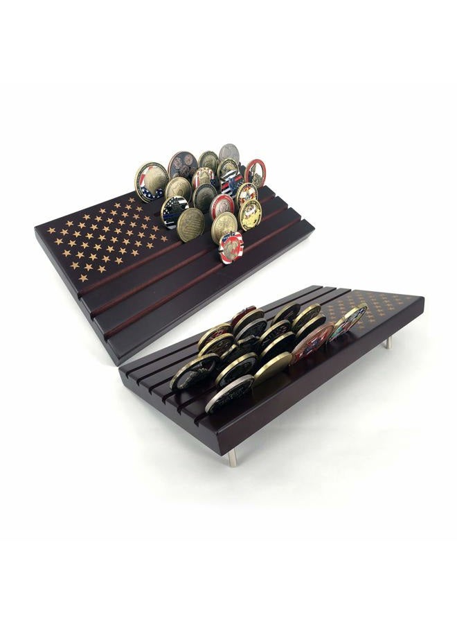 Glamtune American Flag Military Coin Stand Challenge Coin Display Holder (Large, 6 Rows) - Image 1