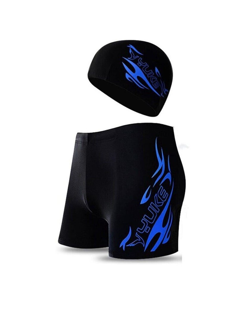 Men's Swimming Set Trunks Glasses Cap Carry Bag Plus Size Swimwear Suit