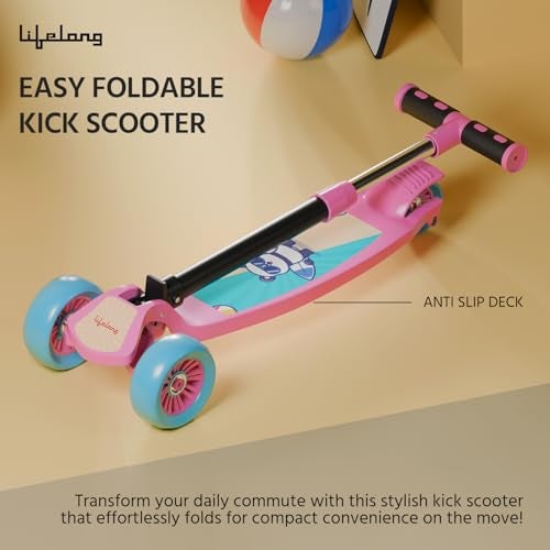 Lifelong LLKS03 Foldable Kick Skating Cycle| Skate Scooter for Kids(Max User Weight: 50Kg) Kids Scooter (Pink, Blue) - Image 5