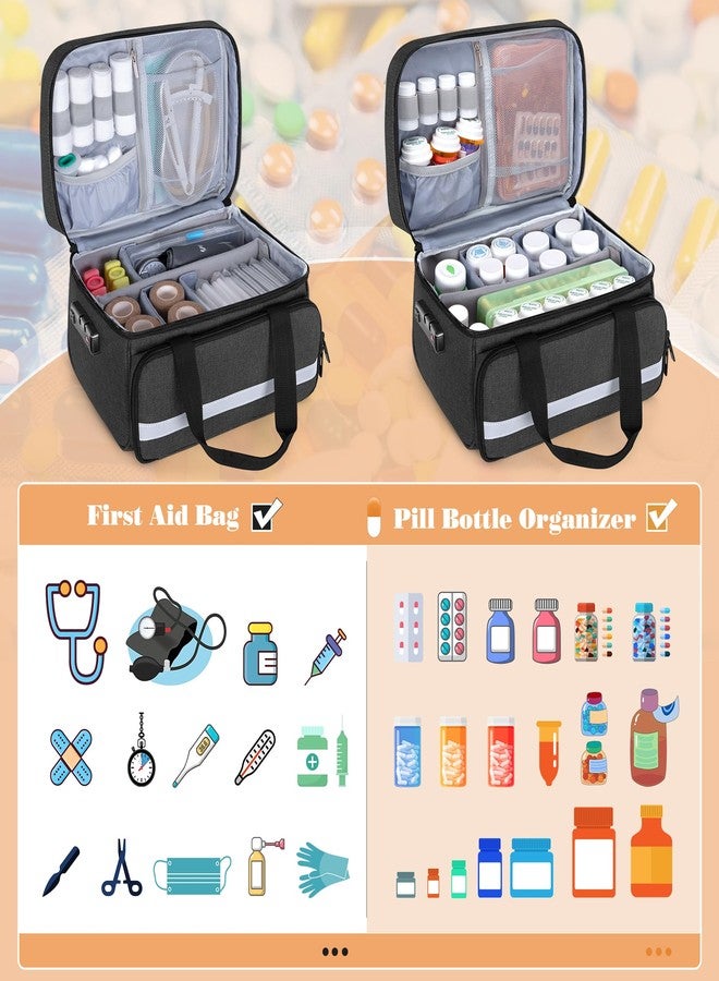 CURMIO Pill Bottle Organizer Storage, Medication Lock Box for Pill Organizer and Medical Supplies, Black (Patented Design) - Image 5