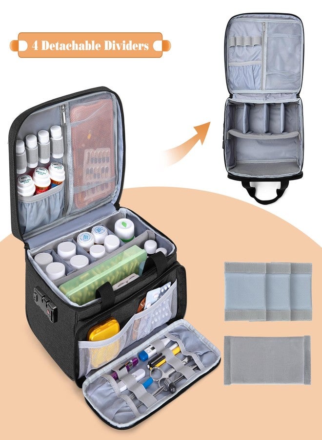 CURMIO Pill Bottle Organizer Storage, Medication Lock Box for Pill Organizer and Medical Supplies, Black (Patented Design) - Image 3