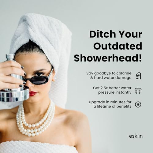 Eskiin Filtered Showerhead - Best Shower Head With Filters For Healthy Hair & Skin - High Pressure Water Softener For Hard Water - Reduce Dandruff, Protect Colored Hair, And Soothe Dry Skin (Black) - Image 2