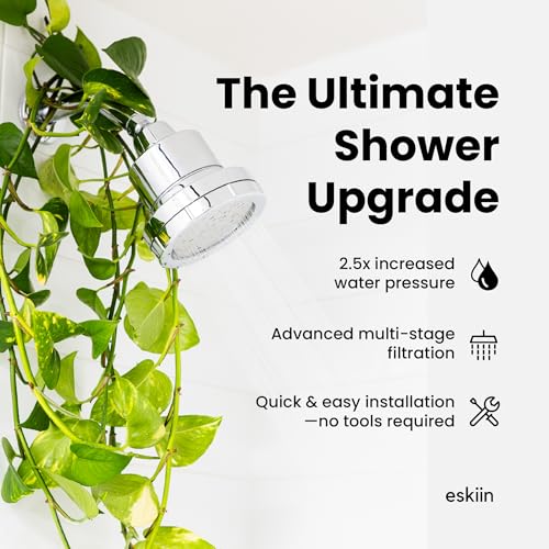 Eskiin Filtered Showerhead - Best Shower Head With Filters For Healthy Hair & Skin - High Pressure Water Softener For Hard Water - Reduce Dandruff, Protect Colored Hair, And Soothe Dry Skin (Black) - Image 4
