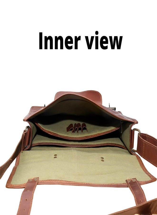 Barmer Bazaar Leather Messenger Bags Men I Leather Laptop Bag for Men I Leather Office Bag for Men I Size 16 Inch - Image 2