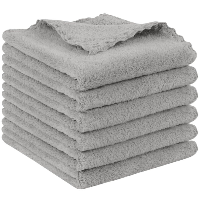 SUNLAND Microfiber Face Cloth Reusable Makeup Remover Facial Cleansing Towel Ultra Soft Face Washcloth 12inchx12inch 6 Pack Grey - Image 2