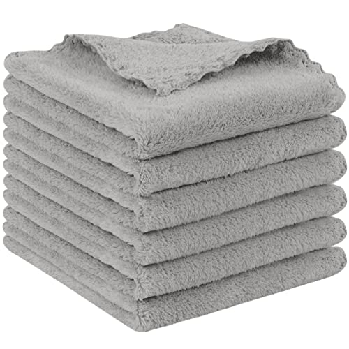 SUNLAND Microfiber Face Cloth Reusable Makeup Remover Facial Cleansing Towel Ultra Soft Face Washcloth 12inchx12inch 6 Pack Grey - Image 1