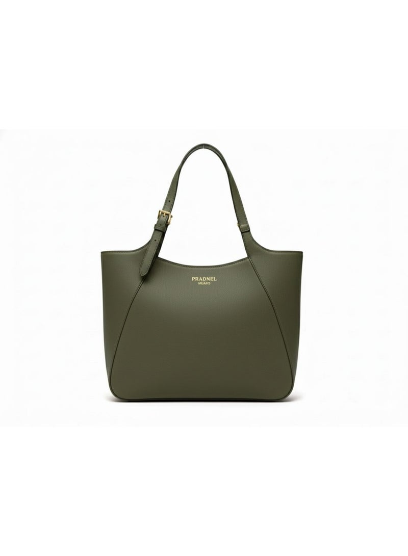PRADNEL Hobo Tote Shoulder Bag,Leather Material,Gold Hardware,size 37cm color Army Green - Image 1