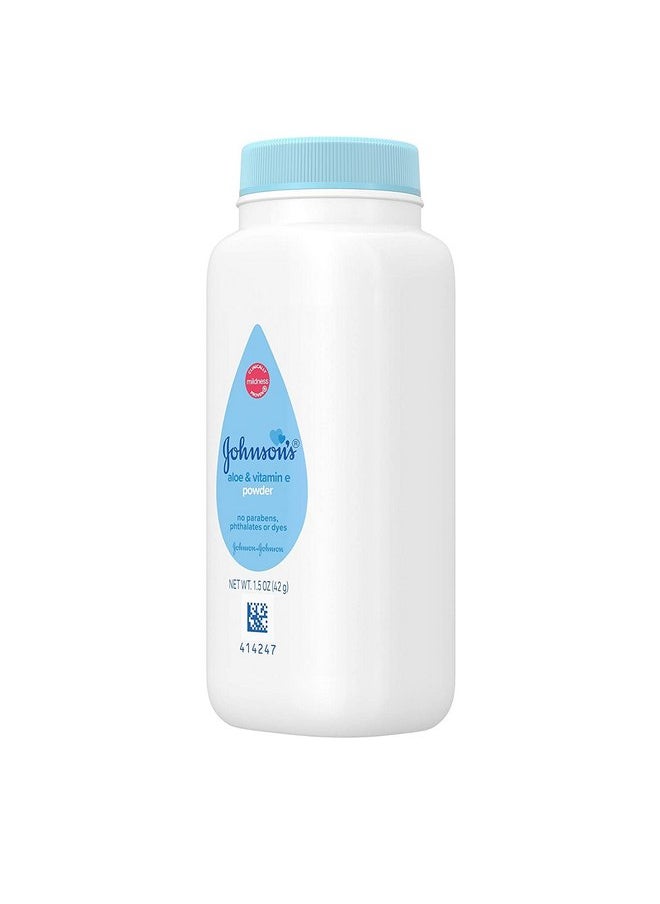 SC Johnson - Johnson’s Baby Powder with Naturally Derived Cornstarch Aloe & Vitamin E, Hypoallergenic, 1.5 oz Trial Size - Pack of 24 - Image 1