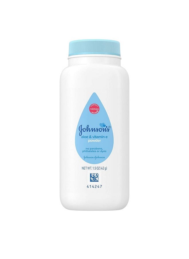 SC Johnson - Johnson’s Baby Powder with Naturally Derived Cornstarch Aloe & Vitamin E, Hypoallergenic, 1.5 oz Trial Size - Pack of 24 - Image 1