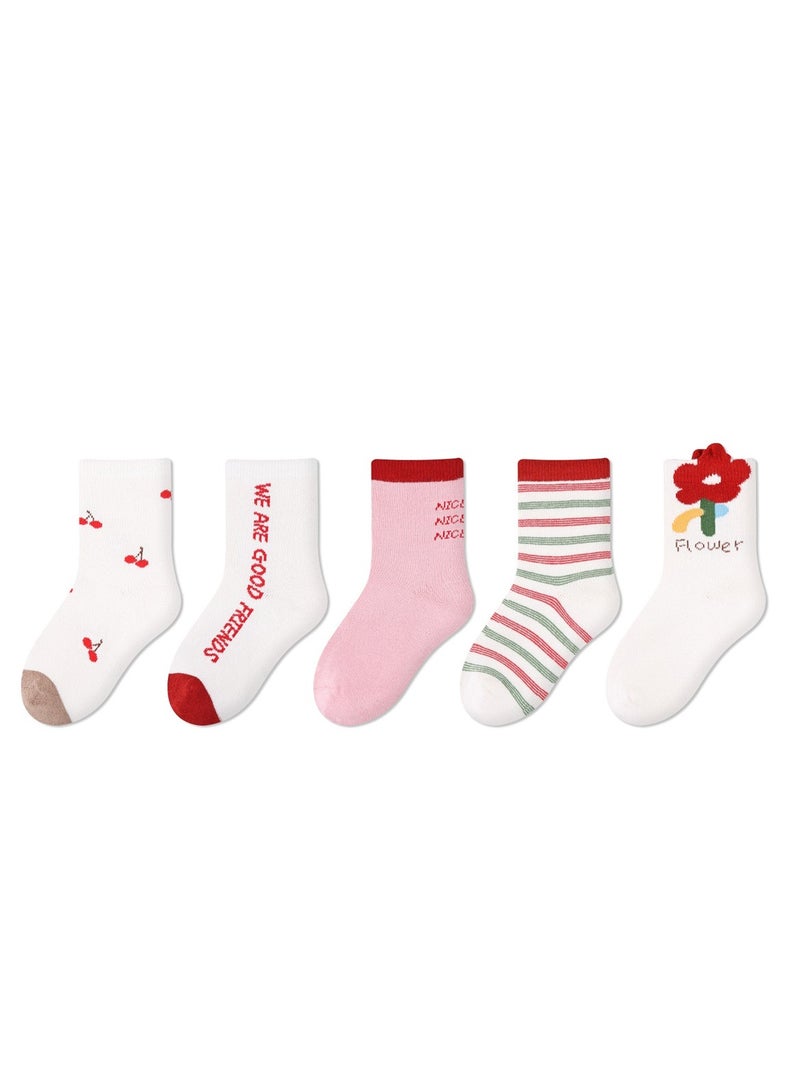 5 pairs of children's socks thin cute cartoon baby socks cotton - Image 1