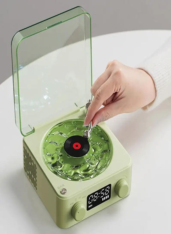 Dpofirs 2024 Aqua Speaker, Turntable, Wave Turntable, Stylish Bluetooth Speaker with Night Light and Time Display, 3 in 1 Multifunctional Small Stereo Speaker (Green) - Image 1