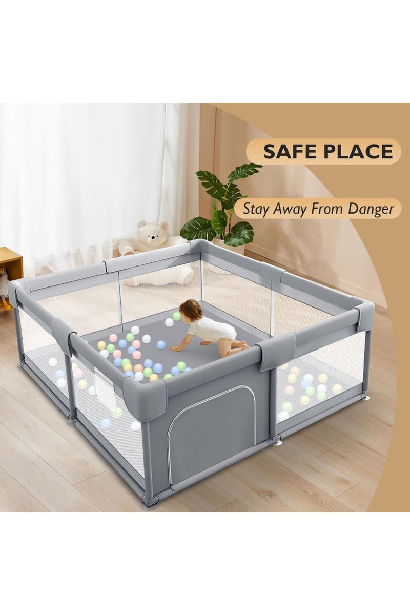 Star Babies - Baby Playpen With 4 Pull-Up Rings - Dark Grey - 120 x 120 cm - Image 5