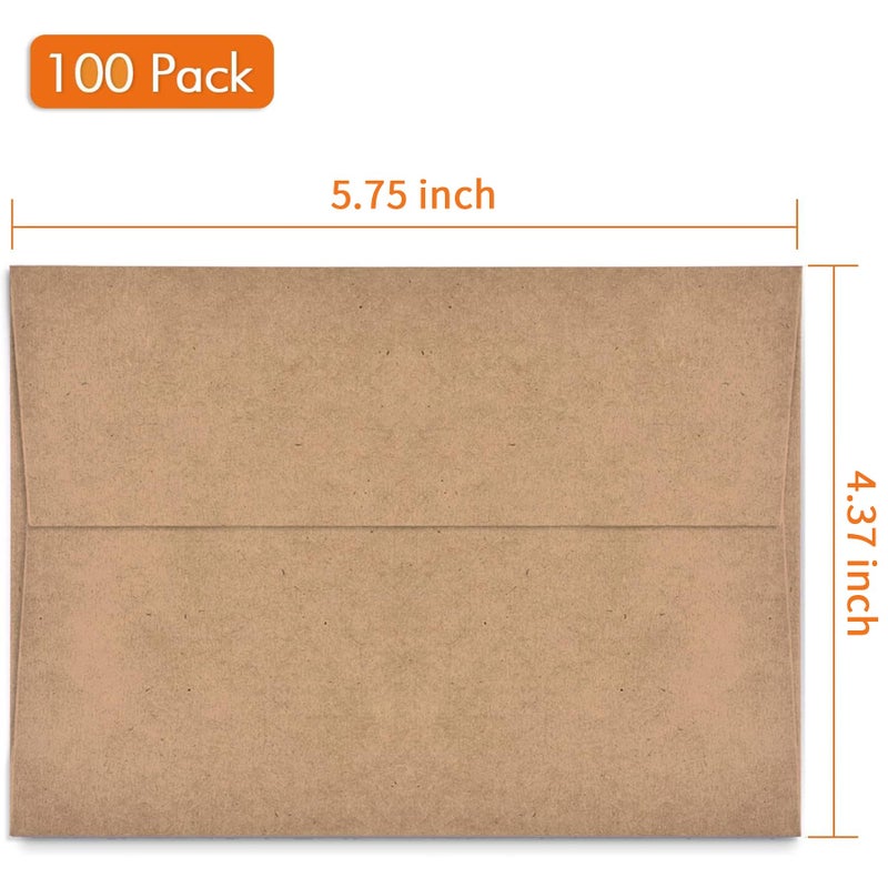 AZAZA 100 Pack, Size A2, Brown Kraft Paper Envelopes | Self Sealing Adhesive| Perfect for Weddings, RSVP, Invitations, Baby Shower,Greeting Cards,Announcements, Thank You Notes| 4.375 x5.75 Inches - Image 5