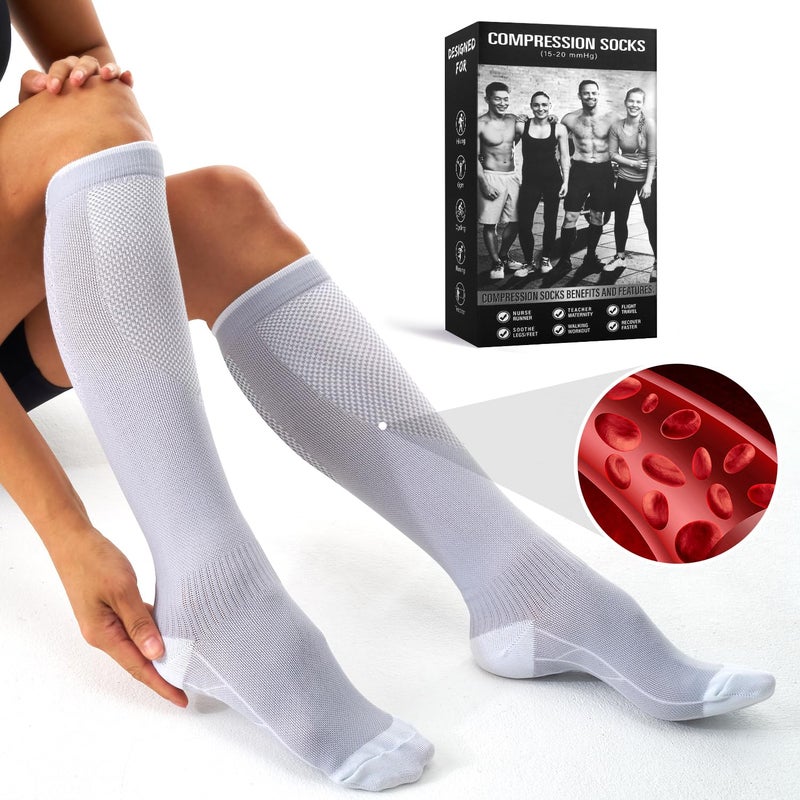 Bluemaple Compression Socks for Women and Men(3 Pairs)15-20mmHg - Best Circulation Support Socks - Image 4