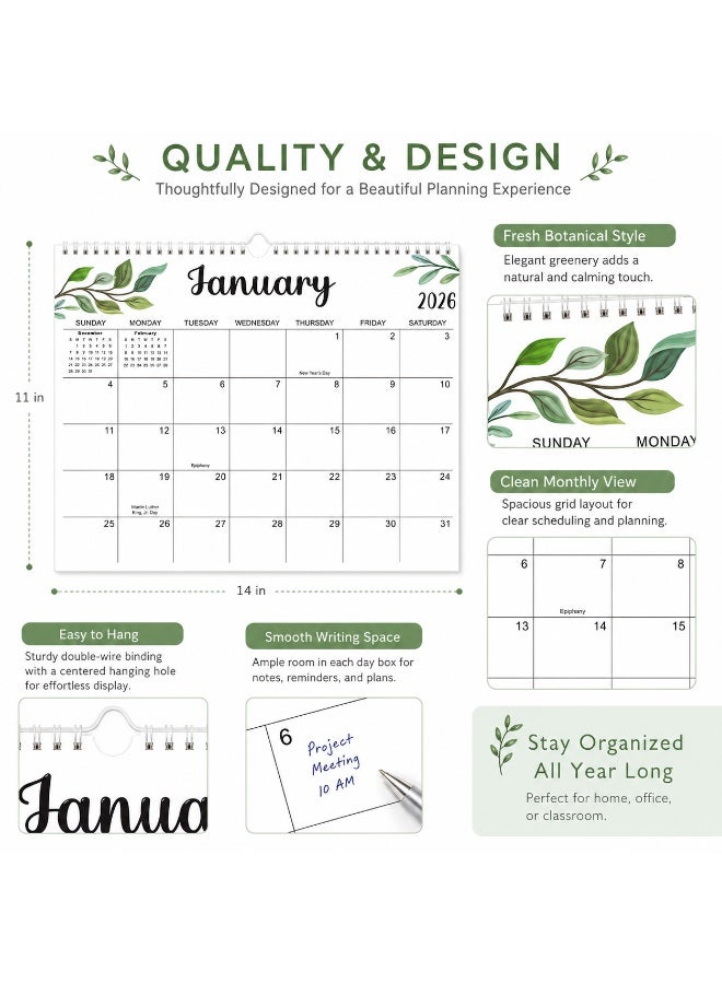 LYNLYN 2026-2027 Wall Calendar, 18 Month Botanical Hanging Calendar, Jan 2026 to Jun 2027 Monthly Planner, Spiral Bound Calendar with Large Writing Blocks for Home Office School (35.6*28 CM) - Image 5