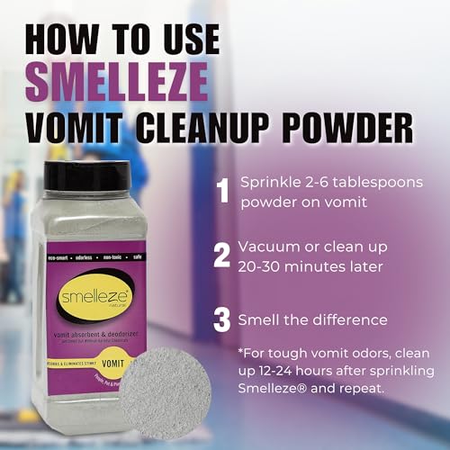 Smelleze Natural Vomit Odor Eliminator - Vomit Clean Up Absorbent Powder for Schools, Planes, Cars, Homes, Child Care, Medical & Other Facilities, 2 lb. Powder - Image 5