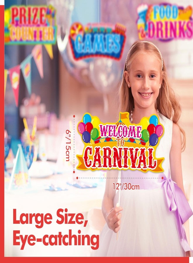 Gethelud 22 PCS Carnival Signs, Thick Cardstock Circus Theme Party Decoration Kit, Colorful Backdrop Sign for Fair, Amusement Park, Classroom Event, Carnival, Festival Decor - Image 3