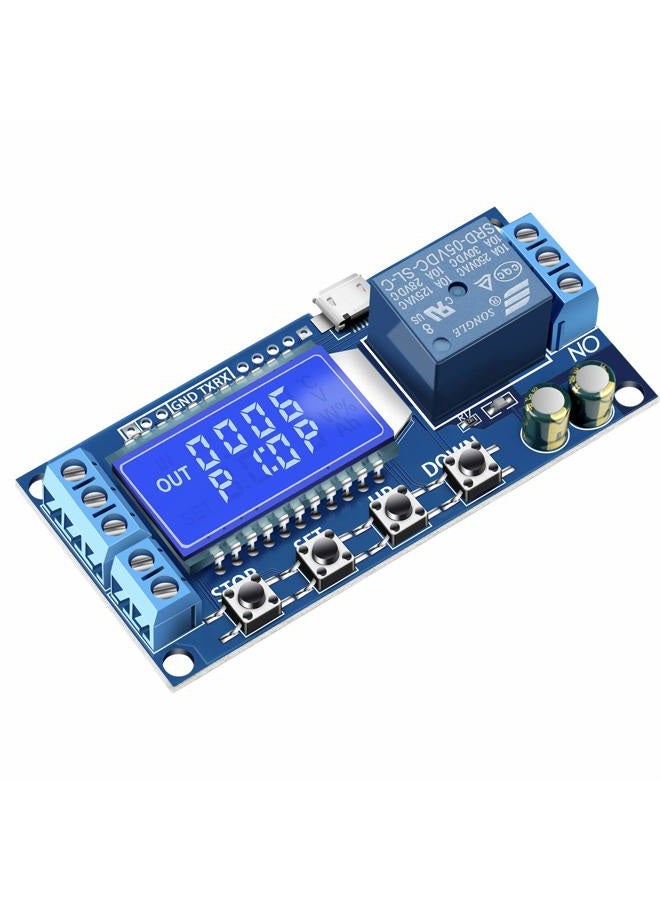 Drok Timer Relay, Time Delay Relay Dc 5V 12V 24V Controller Board Delay-Off Cycle 0.01S-9999Mins Trigger Switching Module With Lcd Display Support Micro Usb Power Supply - Image 1