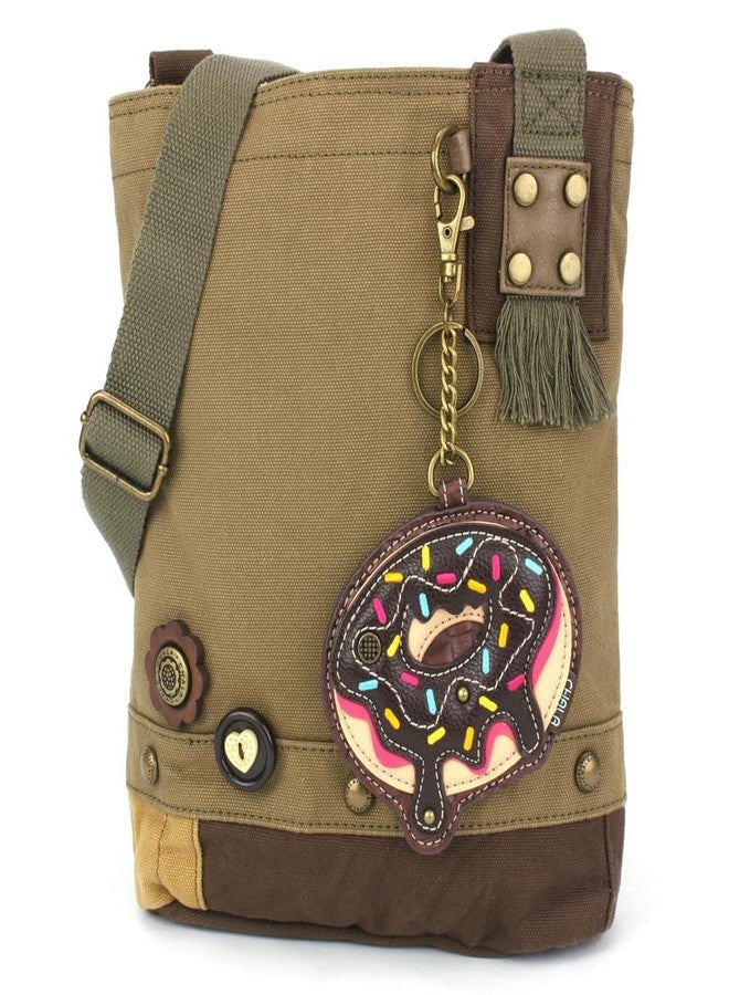 CHALA Patch Crossbody Women Canvas Shoulder Purse with Adjustable Crossbody Strap - Donut - olive