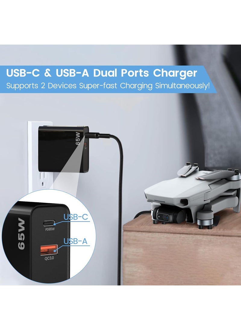 weishan PD 65W USB C Fast Charger for DJI Neo Air 3S Mini 4K Mini 2 SE Avata 2 Mavic 3 Drones  Dual Port USB  Type C Wall Charger with C to C Charging Cable for DJI FPV Accessories 6ft Long  - Image 4