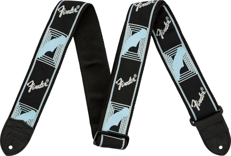 Fender 2" Monogrammed Strap, Black/Light Grey/Blue 0990681502 - Image 1
