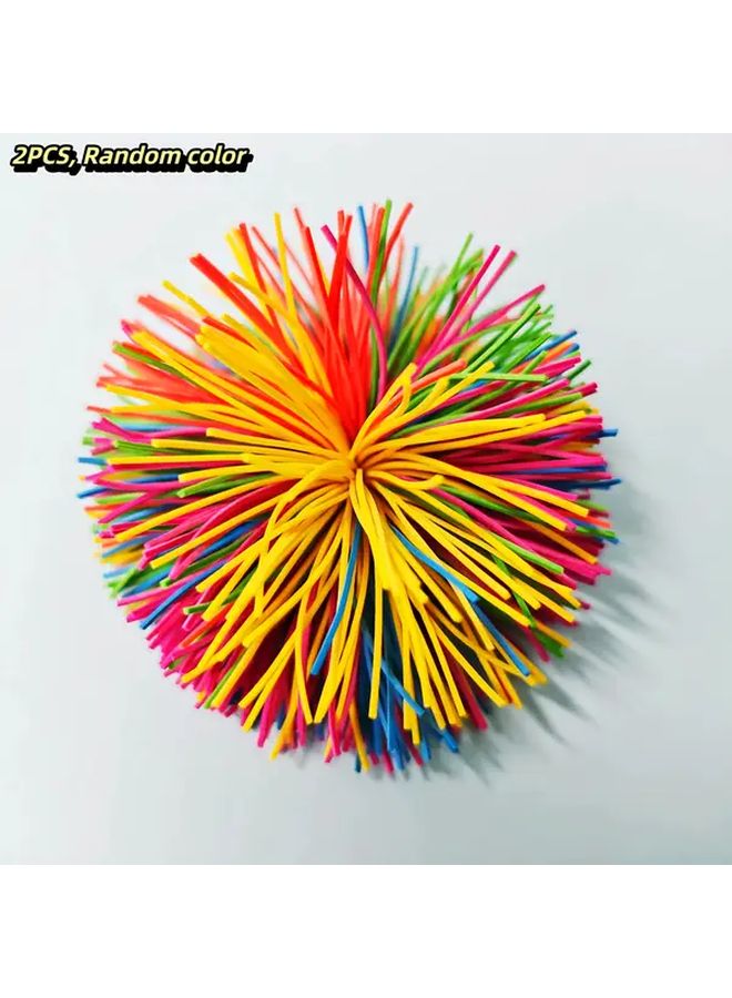 2 Pack Colorful Elastic Sensory Balls Durable Rubber For Hand Eye Coordination - Image 1