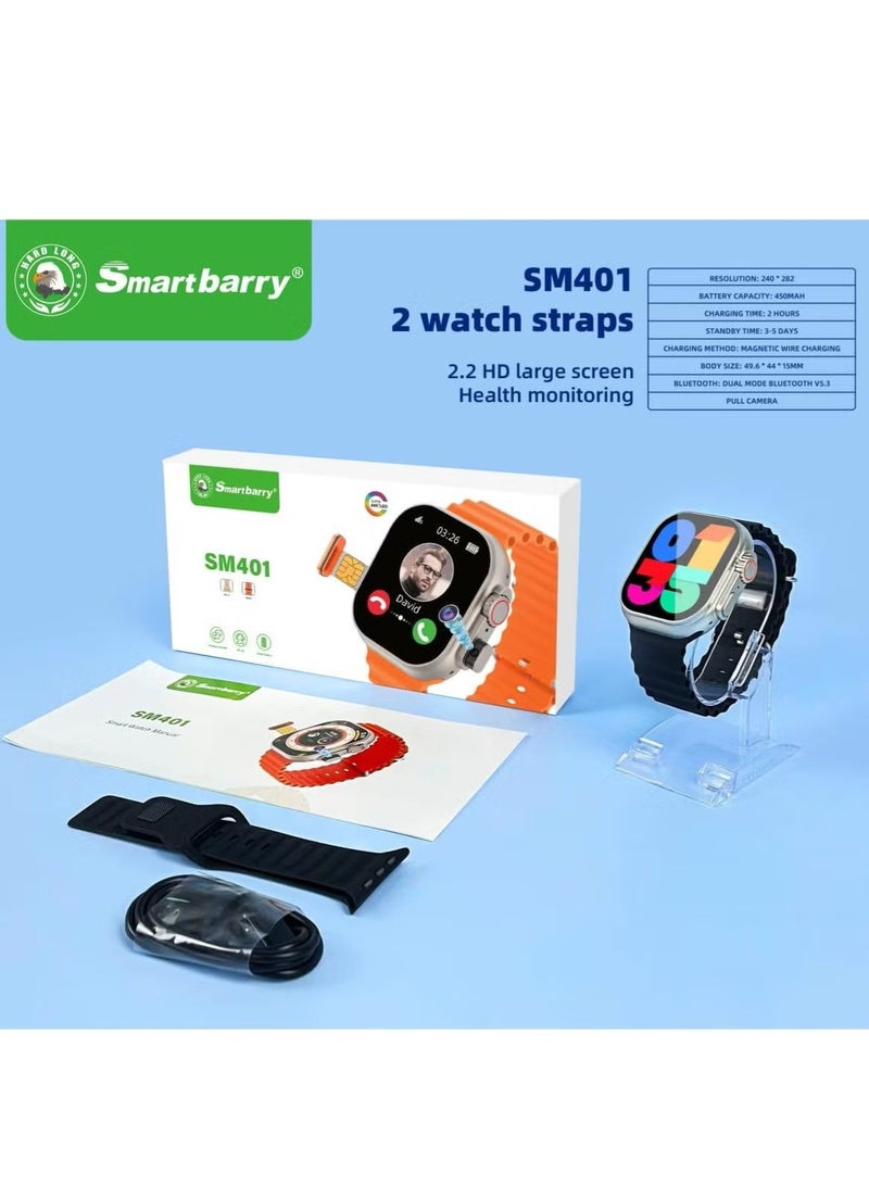 سمارت باري ساعة ذكية SM401 4G - شاشة عالية الدقة كبيرة مقاس 2.2 بوصة، وفتحة بطاقة SIM وكاميرا لجميع الجنسين - Image 4