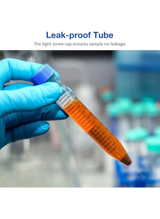 Protect Centrifuge Tube 15ml with Screw Cap | Graduated Conical Bottom Leak-Proof Plastic Sample Storage Tube | Laboratory Centrifuge Tube for Lab, Medical, Research & Testing Use - Image 4