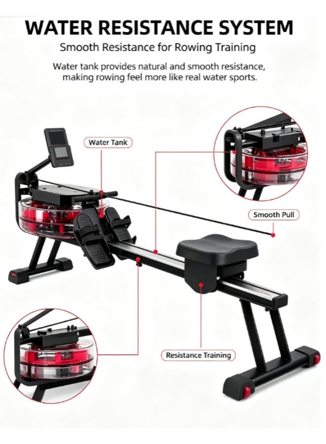 Golivn Water Resistance Rowing Machine, Full‑Body Home Rowing Trainer, Foldable Fitness Rower with Device Holder for Home Gym Cardio Workout - Image 2