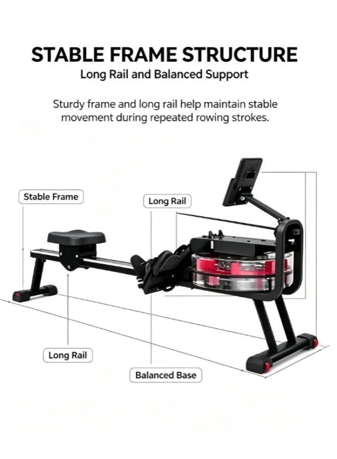 Golivn Water Resistance Rowing Machine, Full‑Body Home Rowing Trainer, Foldable Fitness Rower with Device Holder for Home Gym Cardio Workout - Image 4