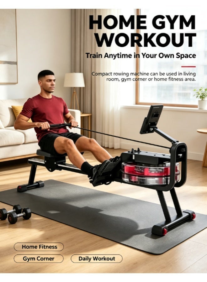 Golivn Water Resistance Rowing Machine, Full‑Body Home Rowing Trainer, Foldable Fitness Rower with Device Holder for Home Gym Cardio Workout - Image 5