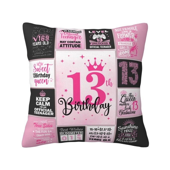 13TH BIRTHDAY GIFTS FOR GIRLS 13 YEAR OLD GIRL BIRTHDAY GIFT IDEAS 13 YR OLD GIRL PRESENTS DECORATIONS FOR GIRLS THROW PILLOW COVERS 18X18 INCH