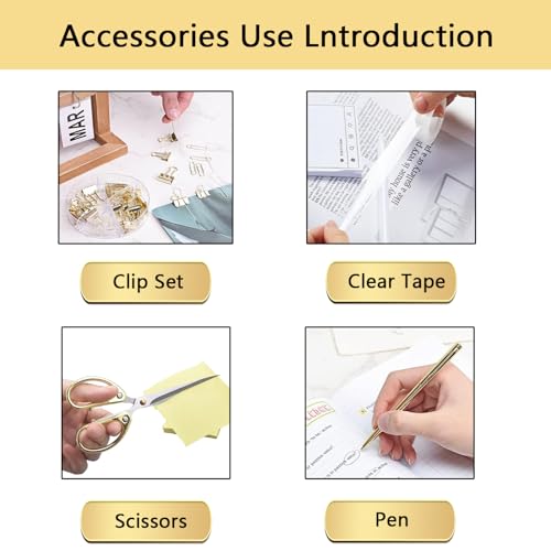 suniya Office Supplies Gold Desk Accessories Set Office Supplies Kit with Stapler, Tape Dispenser, Scissors, Staple Remover, Ballpoint Pen, Clear Tape & Staples – Best Gift for Business or Boss - Image 3