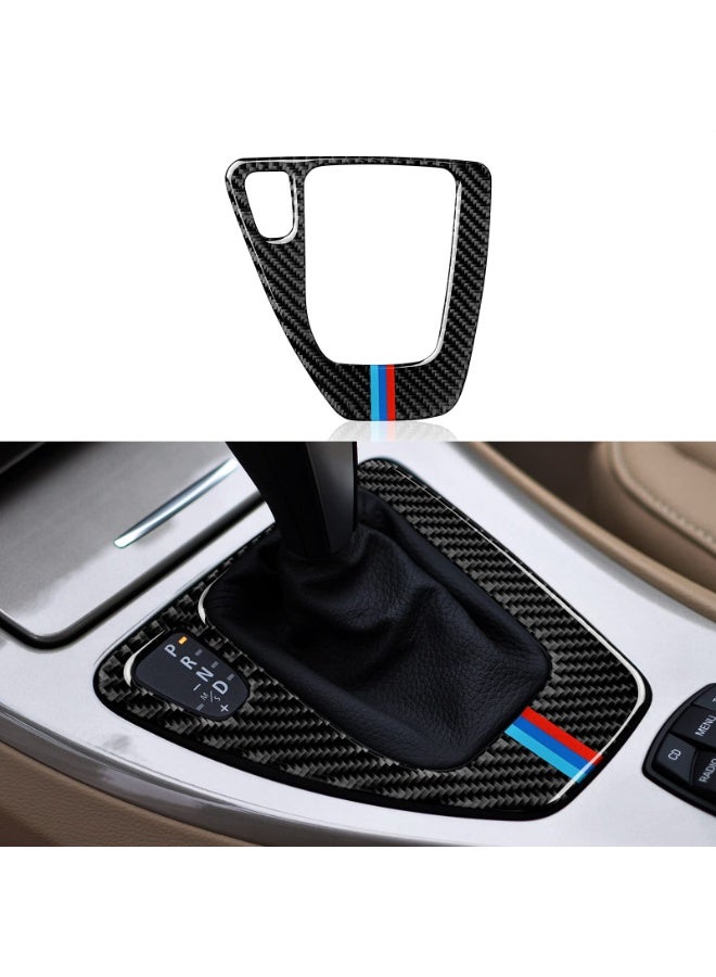 Carbon Fiber Gear Shift Panel Trim Cover Decal for BMW E90 E92 E93 (2006-2011) M-Stripe Left Hand Drive - Image 1