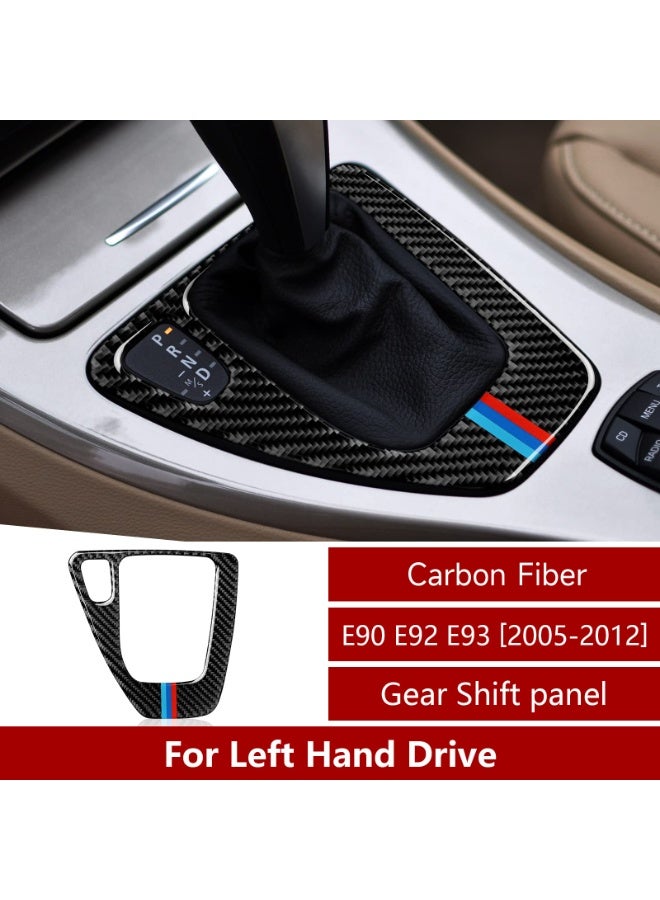 Carbon Fiber Gear Shift Panel Trim Cover Decal for BMW E90 E92 E93 (2006-2011) M-Stripe Left Hand Drive - Image 2