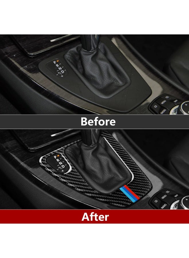 Carbon Fiber Gear Shift Panel Trim Cover Decal for BMW E90 E92 E93 (2006-2011) M-Stripe Left Hand Drive - Image 3