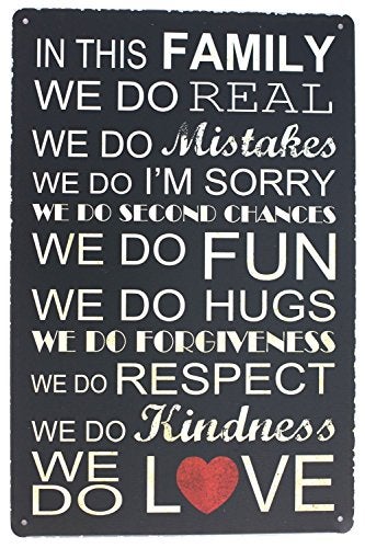 SUMIK in This Family We Do Real Fun Hugs Love Metal Tin Sign, Vintage Plaque Home House Wall Decor - Image 1