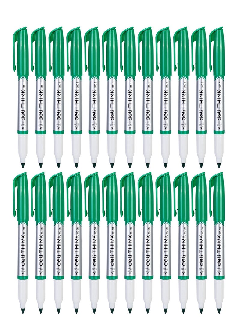 Deli 24-Piece Slim White Board Marker Bullet Tip Green Ink - Image 1