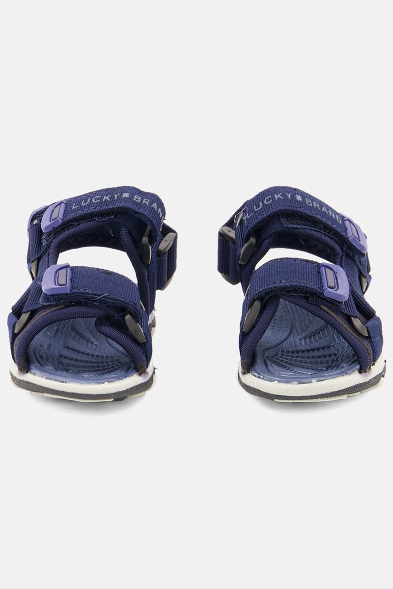 LUCKY BRAND Toddlers Boy Brand Logo Medium Velcro Sandals, Navy - Image 3