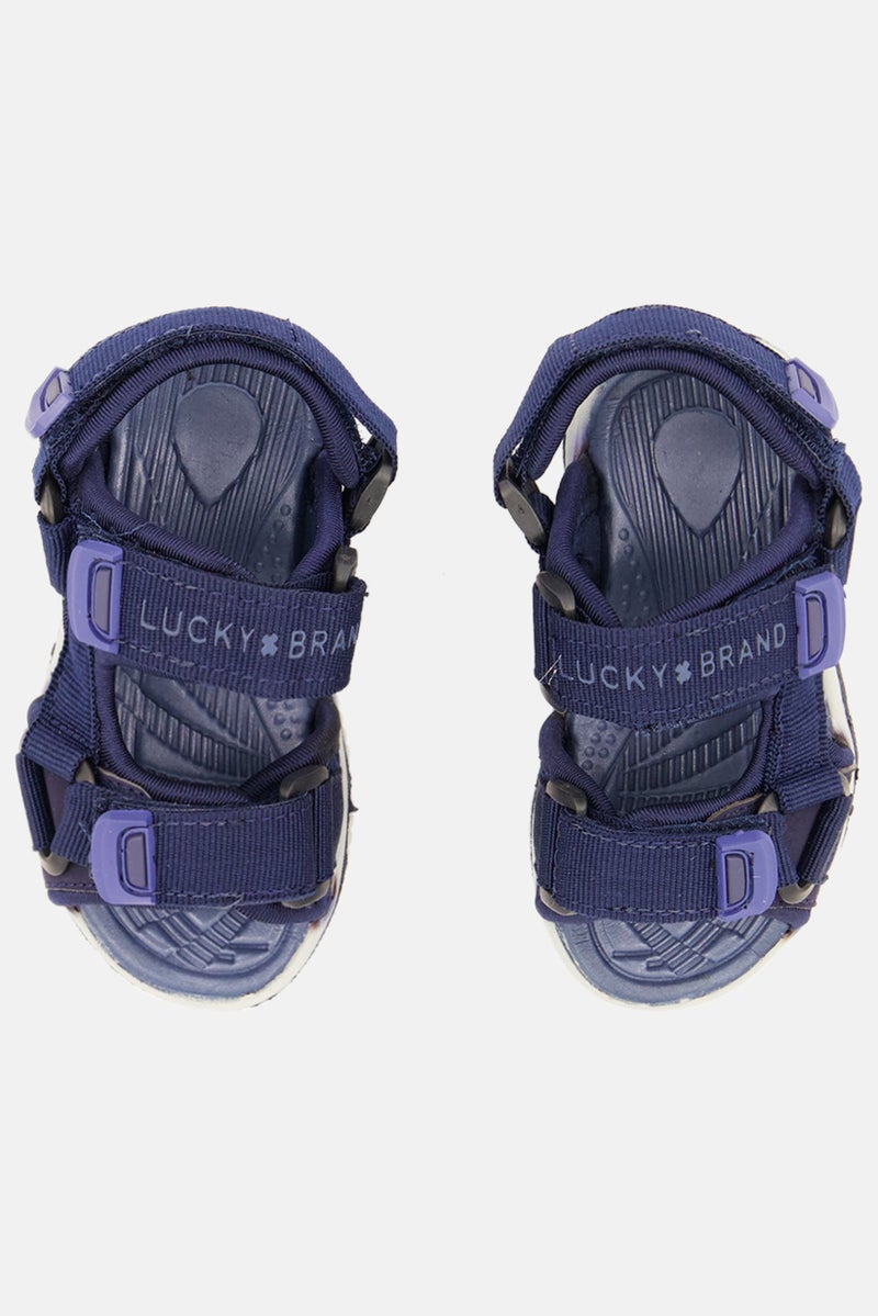 LUCKY BRAND Toddlers Boy Brand Logo Medium Velcro Sandals, Navy - Image 4