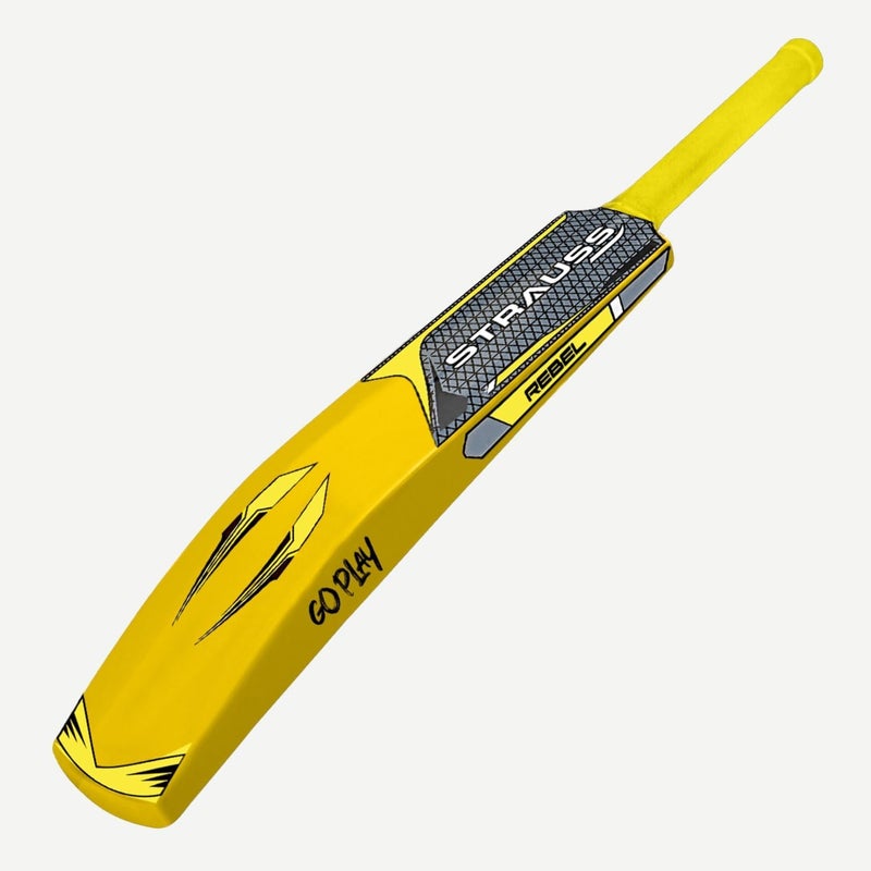 STRAUSS Rebel Cricket Bat | Full Size | Dimensions: 34 X 4.5 inch | Heavy Duty Hard Plastic Cricket Bat | Tennis & Synthetic Ball Cricket Bat | Tennis Cricket Bat,(Golden Yellow) - Image 2