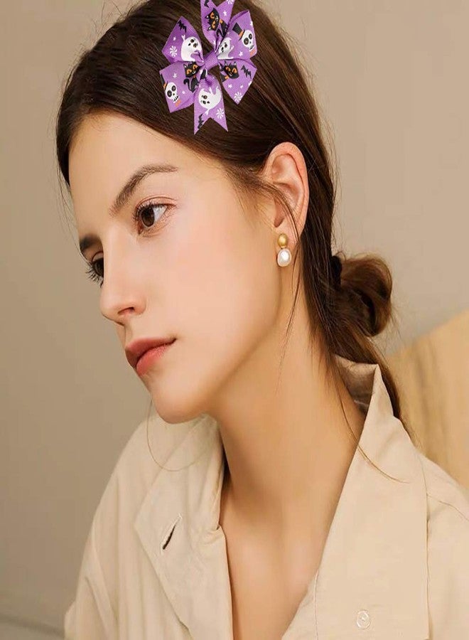 Rocutus 12pcs/set Halloween's Day Bow Knot Hair Pins Boutique clips Grosgrain Ribbon Halloween Hair Bows (Halloween 1) - Image 5