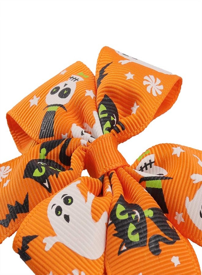 Rocutus 12pcs/set Halloween's Day Bow Knot Hair Pins Boutique clips Grosgrain Ribbon Halloween Hair Bows (Halloween 1) - Image 4