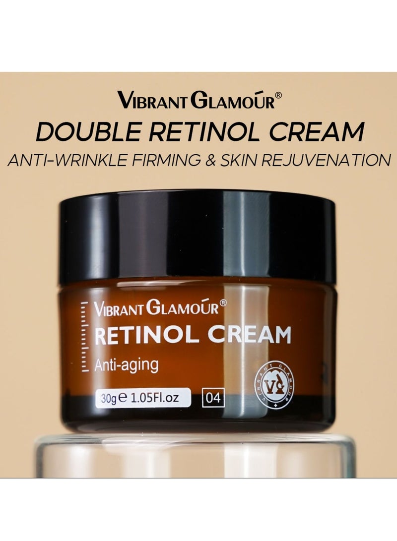 Vibrant Glamour مجموعة كريم وسيروم ريتينول من فايبرانت غلمر لمكافحة الشيخوخة وتقليل التجاعيد وتفتيح البشرة للعناية بالوجه لجميع أنواع البشرة - Image 2