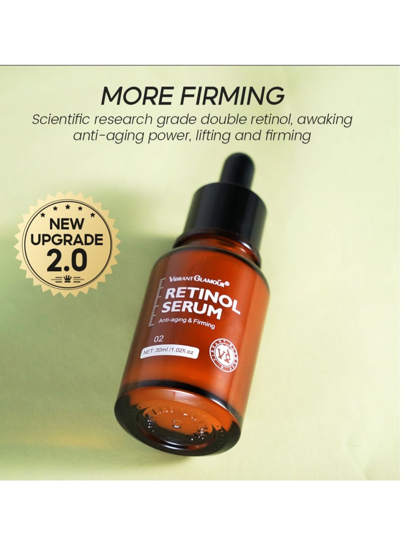 Vibrant Glamour مجموعة كريم وسيروم ريتينول من فايبرانت غلمر لمكافحة الشيخوخة وتقليل التجاعيد وتفتيح البشرة للعناية بالوجه لجميع أنواع البشرة - Image 3