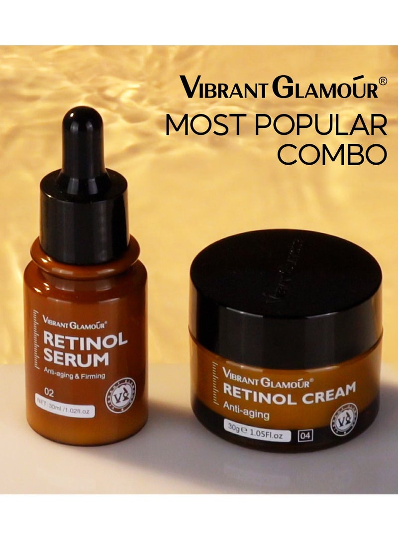 Vibrant Glamour مجموعة كريم وسيروم ريتينول من فايبرانت غلمر لمكافحة الشيخوخة وتقليل التجاعيد وتفتيح البشرة للعناية بالوجه لجميع أنواع البشرة - Image 5