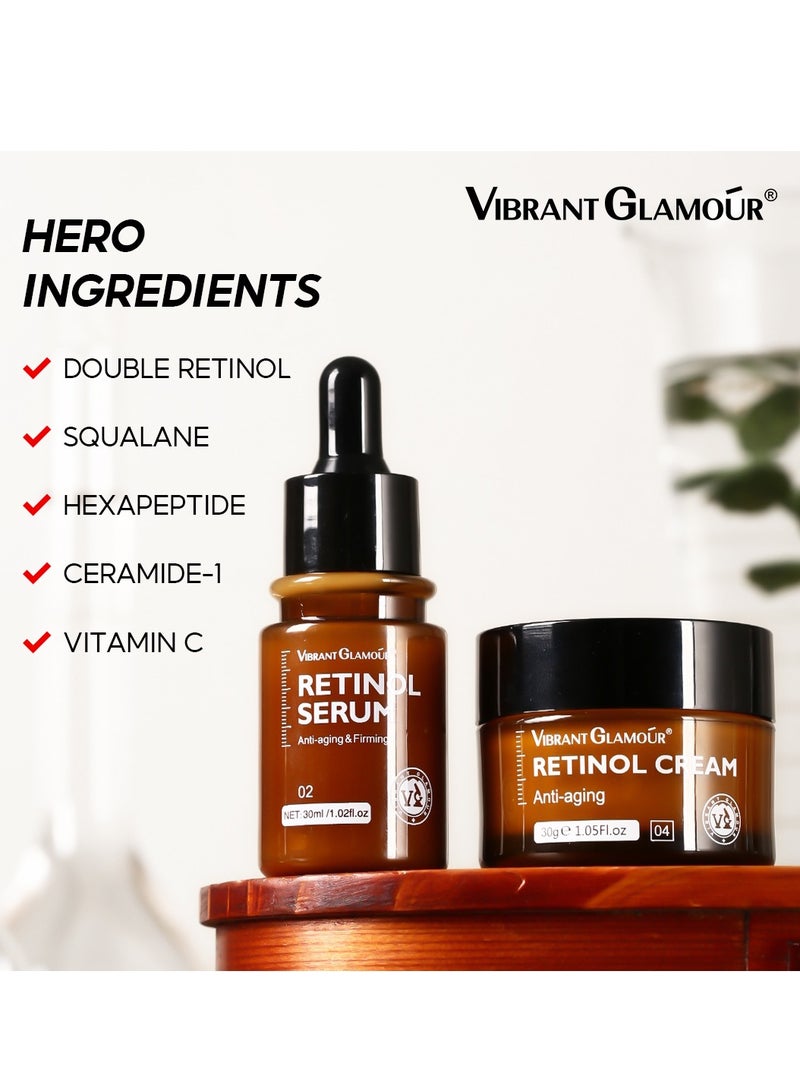Vibrant Glamour مجموعة كريم وسيروم ريتينول من فايبرانت غلمر لمكافحة الشيخوخة وتقليل التجاعيد وتفتيح البشرة للعناية بالوجه لجميع أنواع البشرة - Image 4